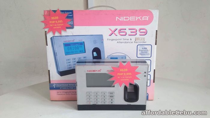 1st picture of X639 Nideka Biometric Cebu Supplier Time and Attendance Recorder. For Sale in Cebu, Philippines