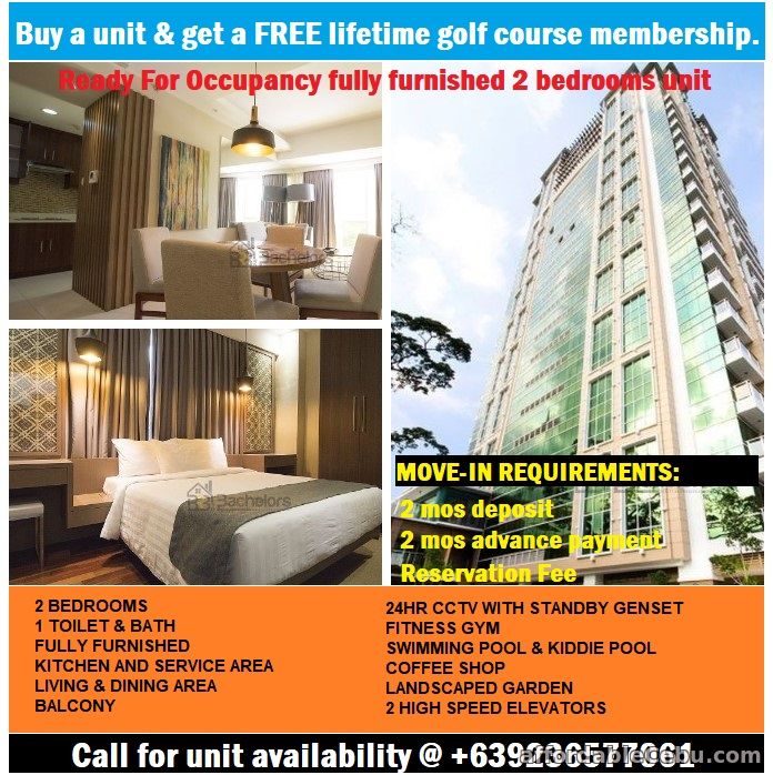 1st picture of Own a 2 bedroom fully furnished Condo & get a FREE golf course membership. For Sale in Cebu, Philippines