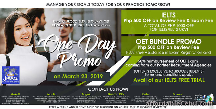 1st picture of JROOZ IELTS & OET One-Day Promo on March 23, 2019 Offer in Cebu, Philippines