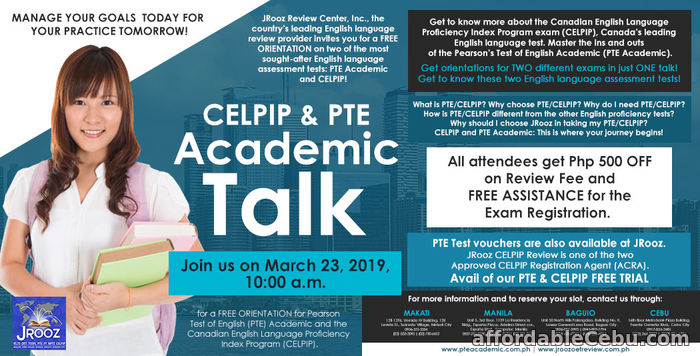 1st picture of CELPIP & PTE Academic Talk – March 23, 2019 Offer in Cebu, Philippines