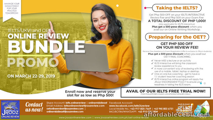 1st picture of JROOZ IELTS & OET Online Bundle PROMO on March 22-29, 2019 Offer in Cebu, Philippines