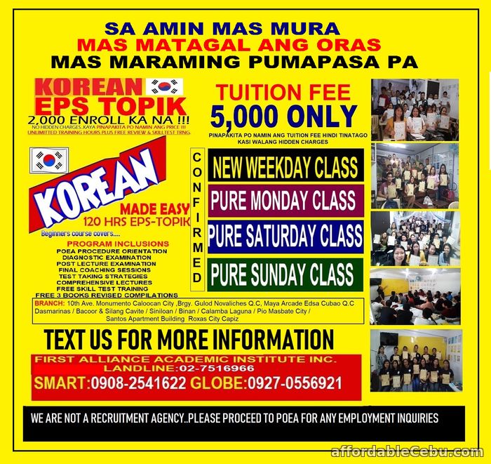 1st picture of Korean Language Announcement in Cebu, Philippines