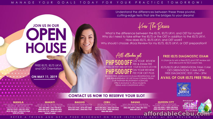 1st picture of JROOZ IELTS and OET OPEN HOUSE on May 11, 2019 Offer in Cebu, Philippines
