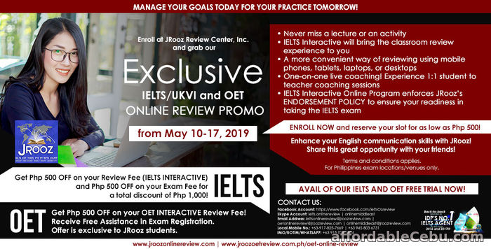 1st picture of JROOZ Exclusive IELTS/UKVI and OET Online Review Promo from May 10-17, 2019 Offer in Cebu, Philippines