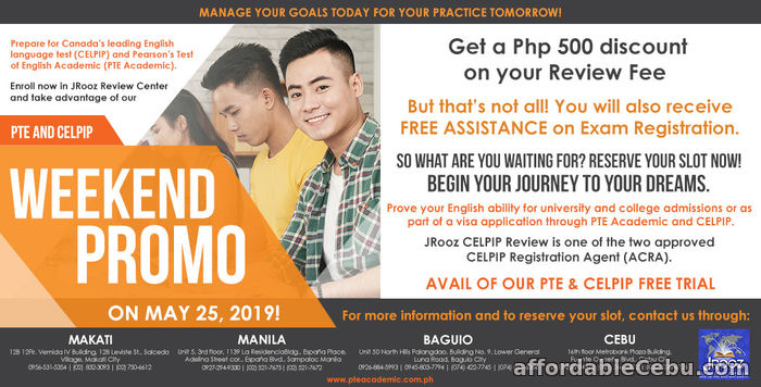 1st picture of JROOZ CELPIP & PTE ACADEMIC WEEKEND PROMO May 25, 2019 Offer in Cebu, Philippines