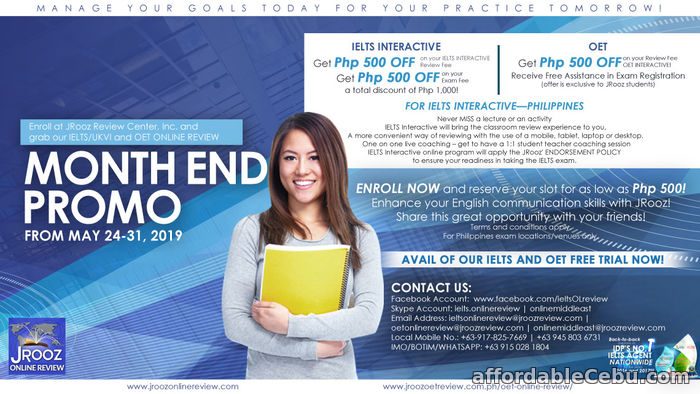 1st picture of JROOZ IELTS/UKVI & OET Online review Month End Promo from May 24-31, 2019 Offer in Cebu, Philippines