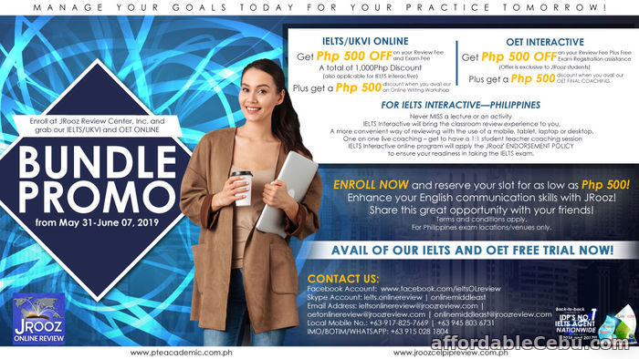 1st picture of JRooz IELTS/UKVI and OET Online Bundle Promo May 31-June 07, 2019 Offer in Cebu, Philippines