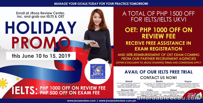 1st picture of JROOZ IELTS & OET Holiday Promo June 10-15, 2019 Offer in Cebu, Philippines