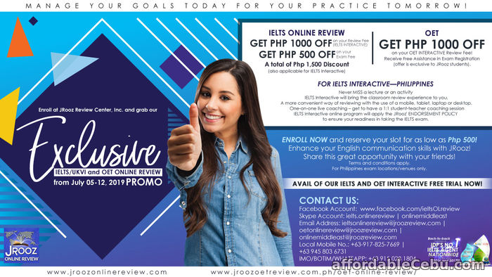 1st picture of JROOZ EXCLUSIVE IELTS/UKVI and OET ONLINE REVIEW PROMO from July 05-12, 2019 Offer in Cebu, Philippines