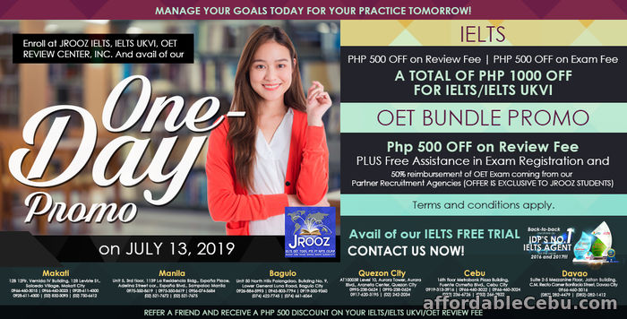 1st picture of JROOZ IELTS & OET One-Day Promo July 13, 2019 Offer in Cebu, Philippines