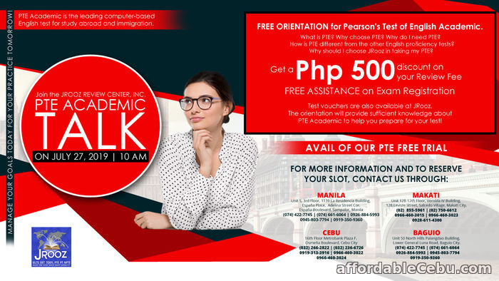 1st picture of JROOZ Review – PTE Academic TALK July 27, 2019 Offer in Cebu, Philippines