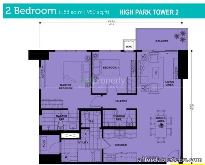 1st picture of Park Tower 2 @ Vertis North (88 sqm. 2BR w/ 2 Parking) For Sale in Cebu, Philippines