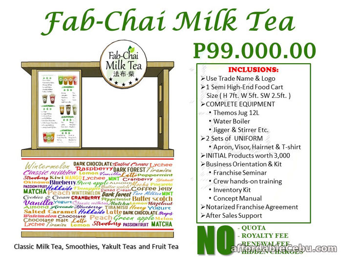 1st picture of Fab Chai Milk Tea Franchise Offer in Cebu, Philippines