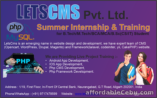 1st picture of Best Summer Internship & Training in Aligarh | LETSCMS Private Limited Offer in Cebu, Philippines