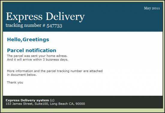 Picture of Beware of an email Express Delivery system: info380245@expressdelivery.com