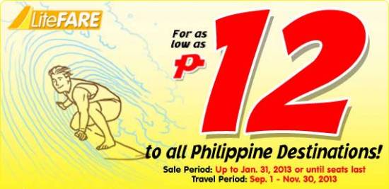 Picture of Cebu Pacific 12 Peso Promo September-November 2013