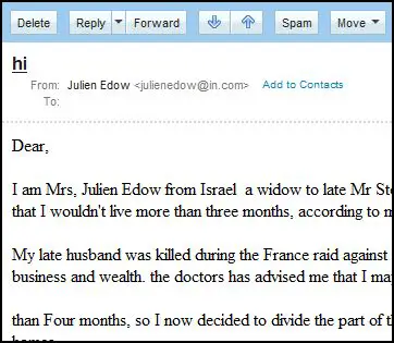 Picture of Beware the person using the name Julien Edow with email address,  julienedow@in.com
