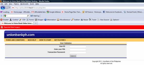 Picture of Unionbank Fake Website?