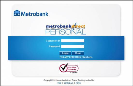 Picture of Metrobank New Log-in Screen