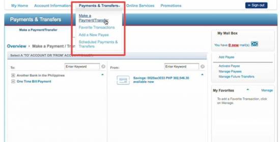 Picture of How to Transfer Funds or Pay a Bill through Citibank Online Banking