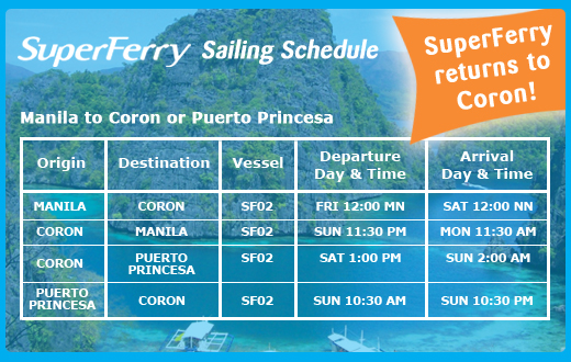 Picture of Super Ferry Schedule Manila to Coron or Puerto Princesa