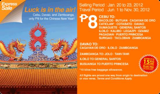 Picture of AIRPHIL latest promo from Cebu to other destinations for 8pesos only