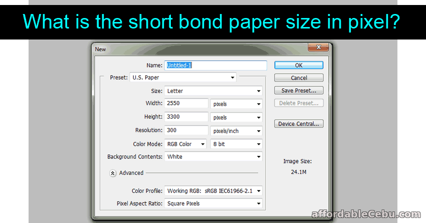 long bond paper size in cm