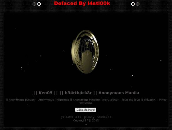 Picture of Metropolitan Waterworks and Sewerage System (MWSS) website hacked by a Pinoy hacker