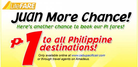 Picture of Cebu Pacific 1 Peso Promo for January - March 2013 Travel