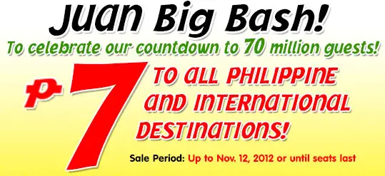 Picture of Cebu Pacific 7 Pesos Promo November 2012