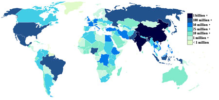 Picture of Total Population of the World 2014