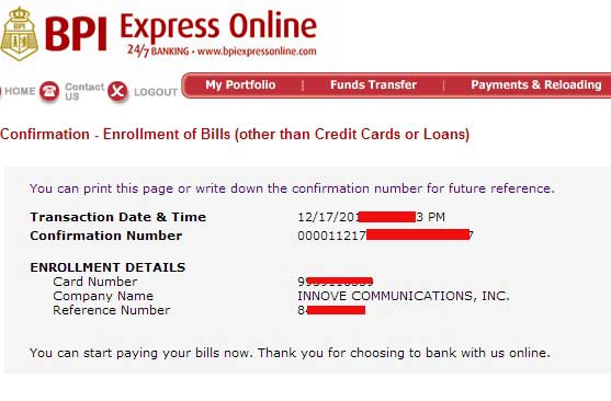 BPI confirmation letter of successful Globe Biller enrollment