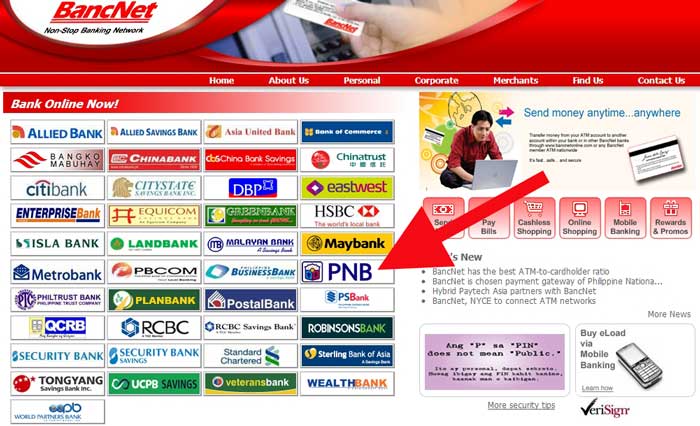 Bancnet website