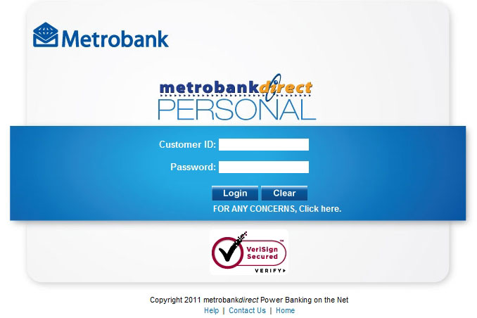 MetrobankDirect Online Banking Homepage