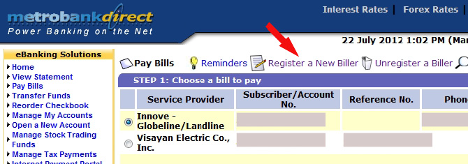 Metrobank Register Globe bill