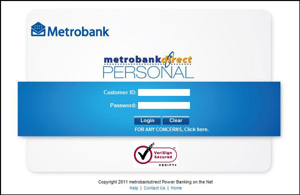 MetrobankDirect new log-in page design