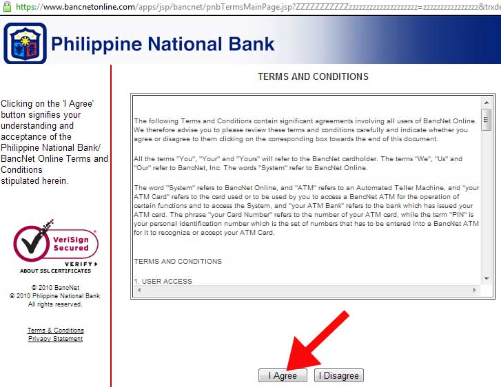 PNB Terms and Conditions with Bancnet