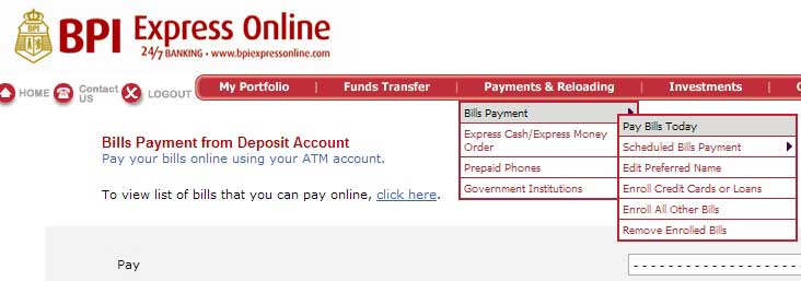 Pay Globe Bill Through BPI Online Banking