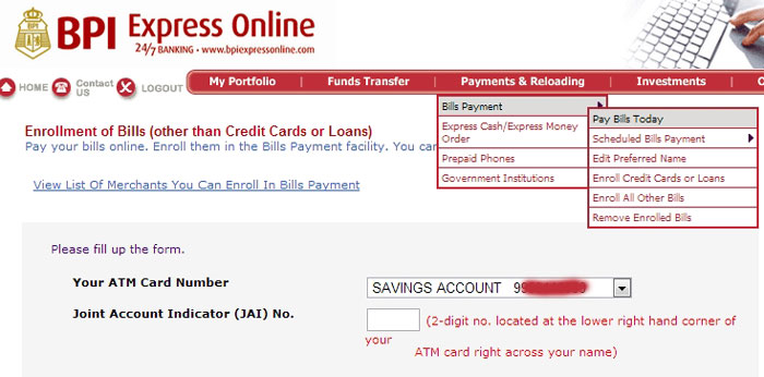 Pay Water Bill Through BPI Online Banking