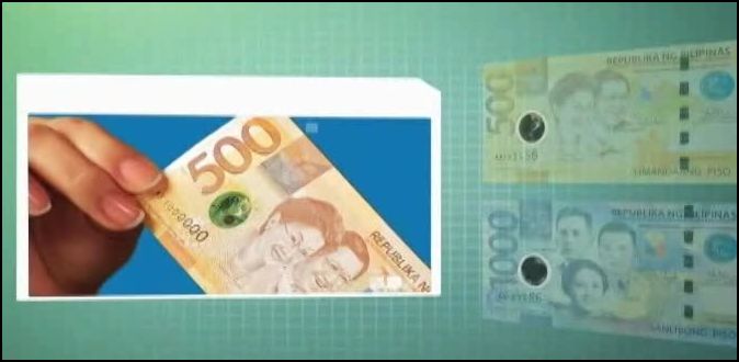 Reflective foil device patch in peso bill