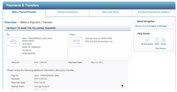 Online payment with Citibank online banking