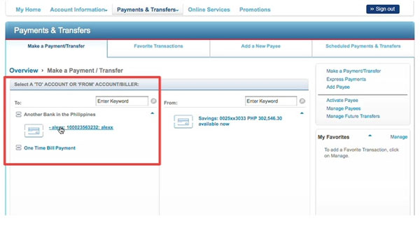 Transfer money through Citibank online banking