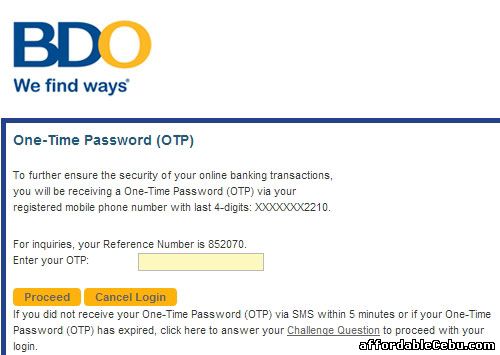 BDO One-Time Password (OTP)