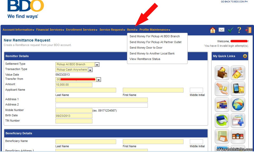 BDO Remit Online Banking
