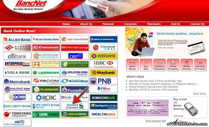 Bancnet website with Standard Chartered Bank