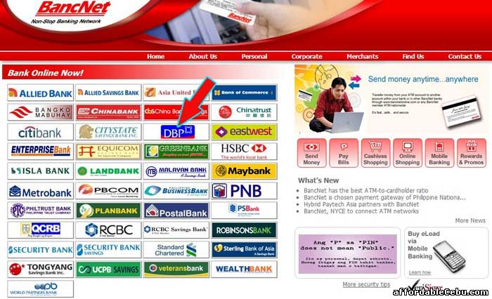 Bancnet website with Development Bank of the Philippines