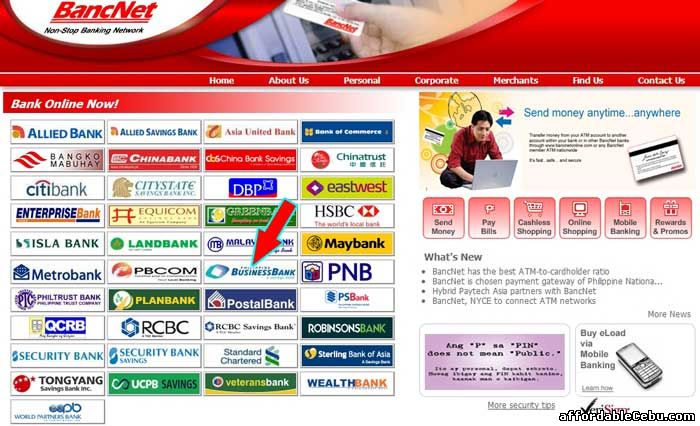Bancnet website with Philippine Business Bank