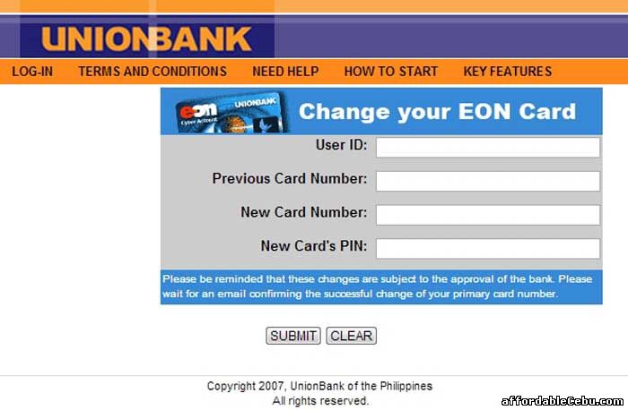 Change Unionbank EON Card Number