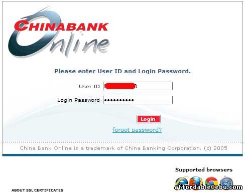 China Bank Online Banking log-in page