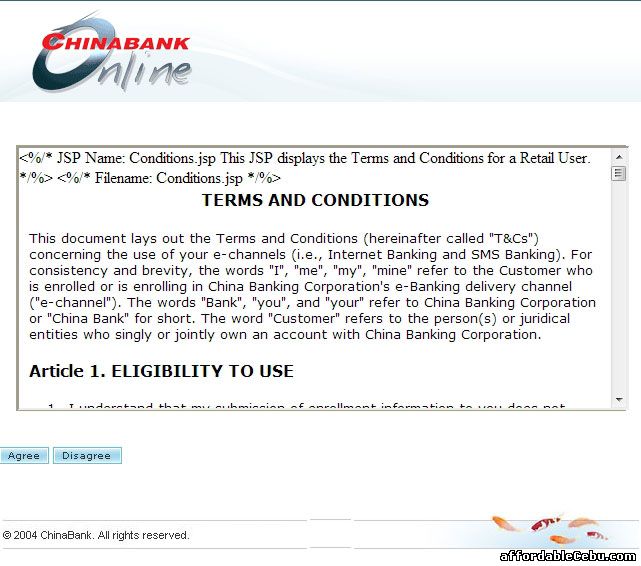 China Bank Online Banking Terms and Conditions